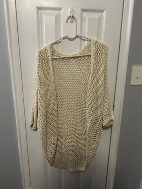 Garage Cream Open-Weave Crochet Cardigan